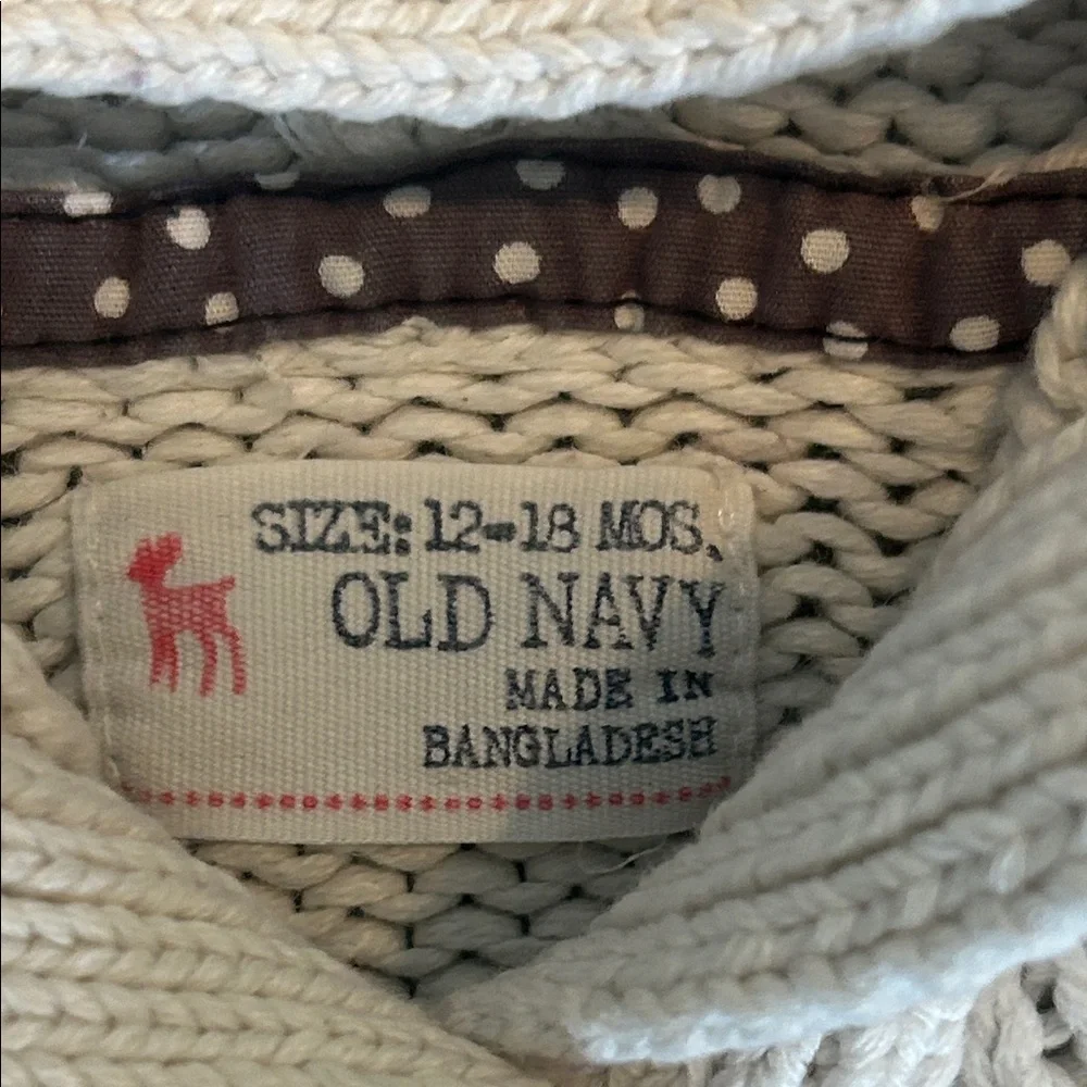 Old Navy Cream Hooded Button-Up Sweater Cardigan Size‎ 12-18 months